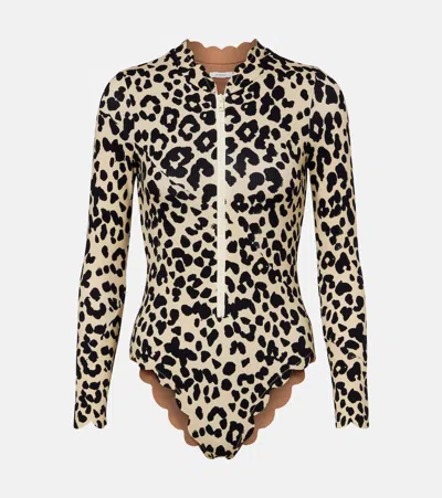 Marysia Northsea Leopard-print Rashguard Swimsuit In Animal Print