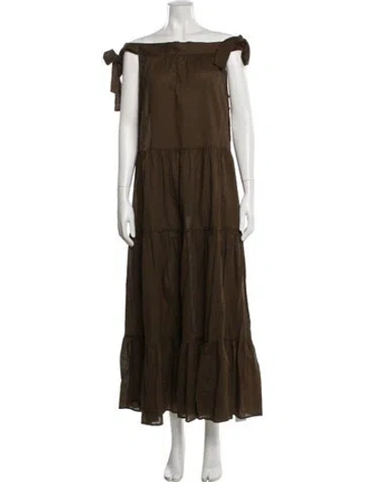 Pre-owned Marysia Off-the-shoulder Long Dress W/ Tags In Brown/neutrals