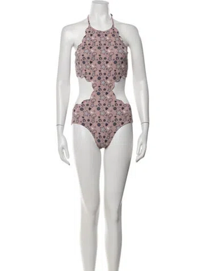 Pre-owned Marysia Paisley Print Cutout Accent One-piece In Multi