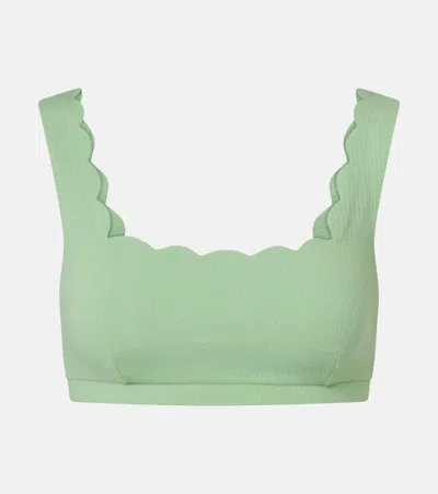Marysia Palm Springs Scalloped Bikini Top In Green