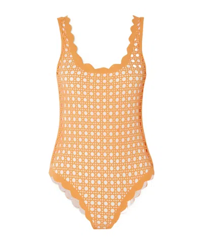Marysia Palm Springs Scalloped Laser-cut Swimsuit In Orange