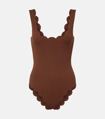 Marysia Palm Springs Scalloped Swimsuit In Brown