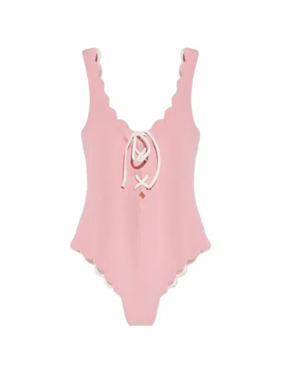 Marysia Palm Springs Tie Scalloped Swimsuit In Pink