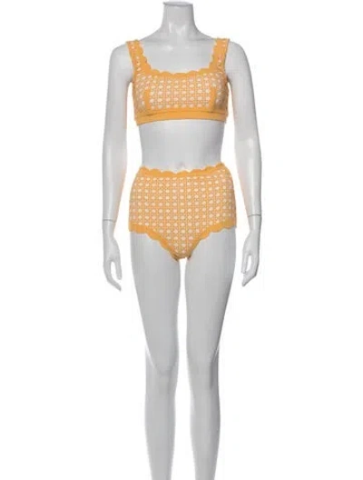Pre-owned Marysia Patterned Bikini W/ Tags In Yellow