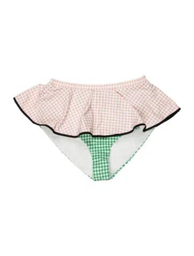 Pre-owned Marysia Plaid Print Ruffle Embellishment Bottoms W/ Tags In Pink