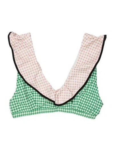 Pre-owned Marysia Plaid Print Ruffle Embellishment Top W/ Tags In Multi