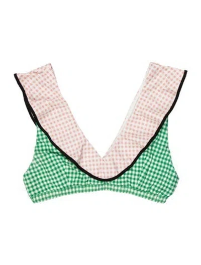 Pre-owned Marysia Plaid Print Top W/ Tags In Green