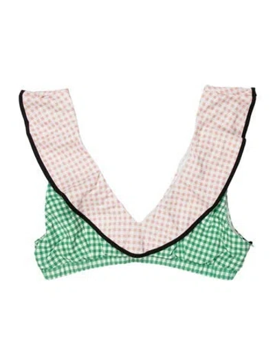 Pre-owned Marysia Plaid Print Top W/ Tags In White