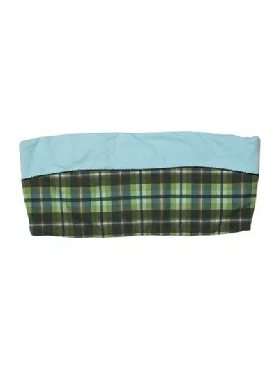 Pre-owned Marysia Plaid Print Whipstitch Trim Top In Blue
