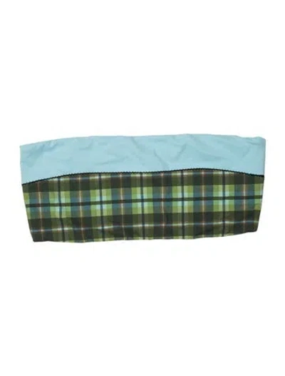 Pre-owned Marysia Plaid Print Whipstitch Trim Top In Blue