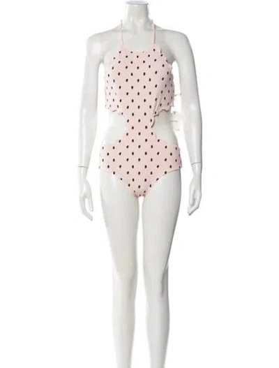 Pre-owned Marysia Polka Dot Print Cutout Accent One-piece In Pink