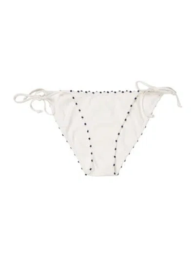Pre-owned Marysia Polka Dot Print Pom-pom Embellishments Bottoms W/ Tags In White