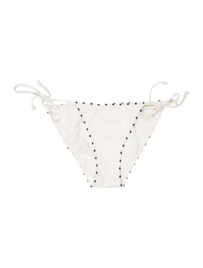 Pre-owned Marysia Polka Dot Print Pom-pom Embellishments Bottoms In White