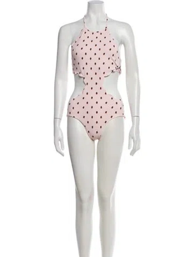 Pre-owned Marysia Polka Dot Print Scalloped Accent One-piece W/ Tags In Pink
