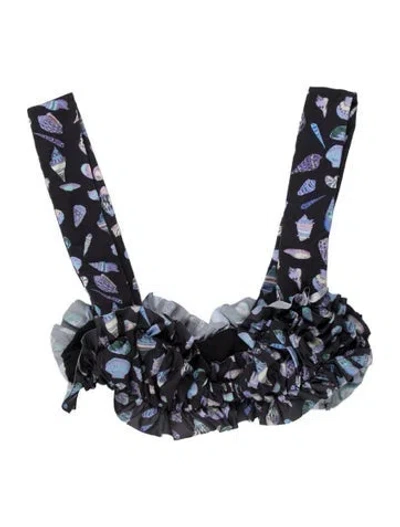 Pre-owned Marysia Printed Ruffle Embellishment Top W/ Tags In Blue