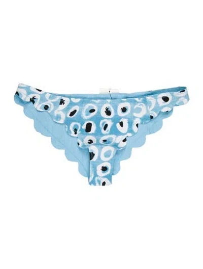 Pre-owned Marysia Printed Scalloped Accent Bottoms W/ Tags In Blue