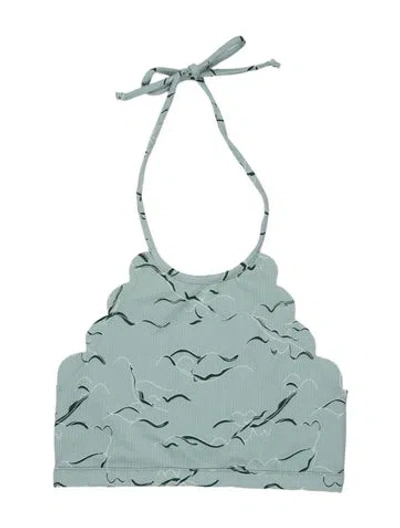 Pre-owned Marysia Printed Scalloped Accent Top In Blue