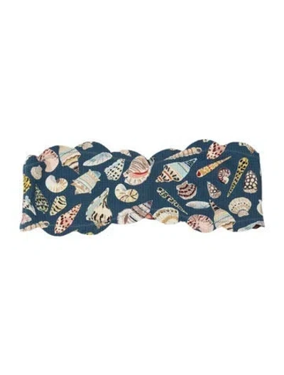 Pre-owned Marysia Printed Scalloped Accent Top In Blue