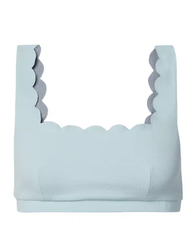 Marysia Recycled-seersucker Bikini Top In Blue