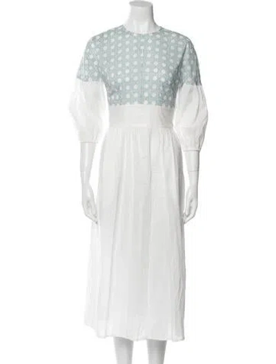 Pre-owned Marysia Resort Crew Neck Midi Length Dress In White