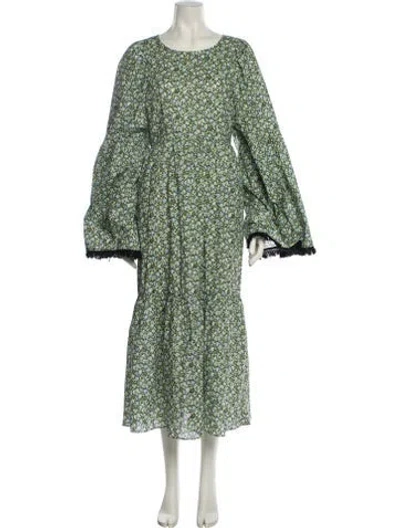 Pre-owned Marysia Resort Floral Print Long Dress In Green