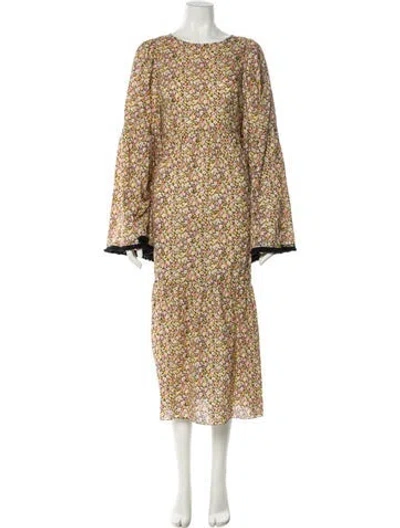 Pre-owned Marysia Resort Floral Print Long Dress In Yellow