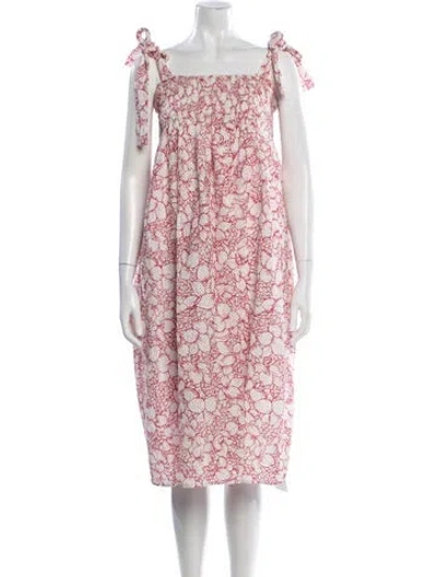 Pre-owned Marysia Resort Floral Print Midi Length Dress In Neutral