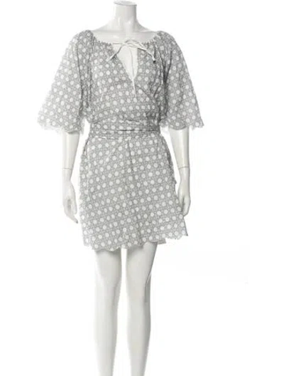 Pre-owned Marysia Resort Floral Print Mini Dress In White