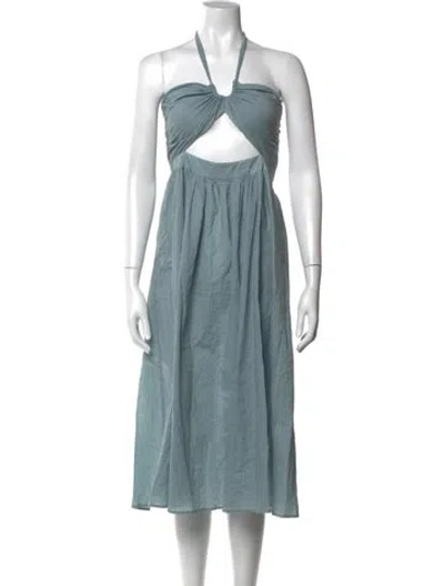 Pre-owned Marysia Resort Halterneck Midi Length Dress In Blue