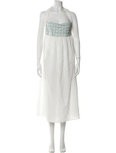 Pre-owned Marysia Resort Halterneck Midi Length Dress W/ Tags In White