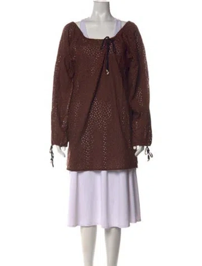 Pre-owned Marysia Resort Lace Pattern Midi Length Dress In Brown