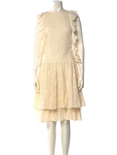 Pre-owned Marysia Resort Lace Pattern Midi Length Dress In Neutral