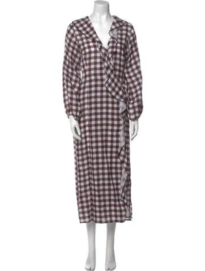 Pre-owned Marysia Resort Linen Midi Length Dress In Brown