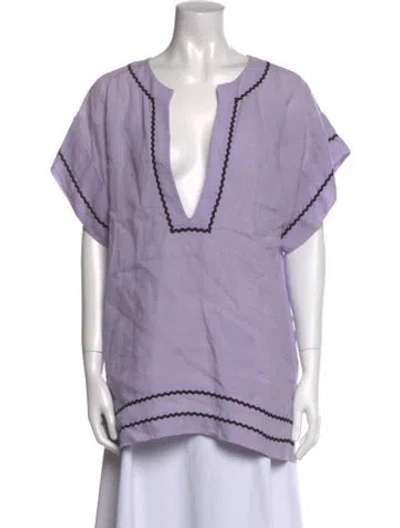 Pre-owned Marysia Resort Linen V-neck Tunic In Purple
