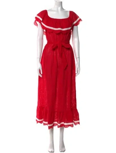 Pre-owned Marysia Resort Off-the-shoulder Long Dress W/ Tags In Red