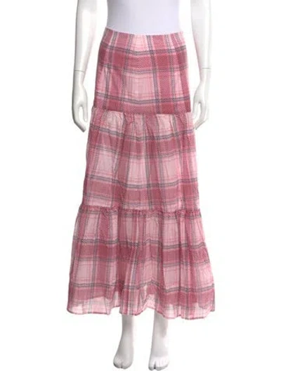 Pre-owned Marysia Resort Plaid Print Midi Length Skirt W/ Tags In Pink