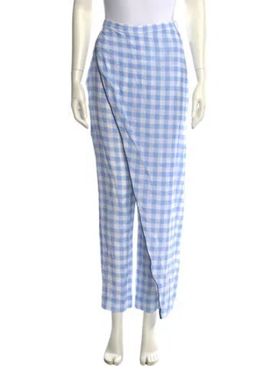 Pre-owned Marysia Resort Plaid Print Straight Leg Pants In Blue
