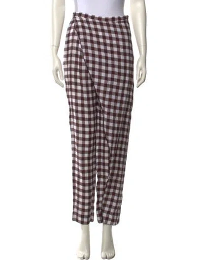 Pre-owned Marysia Resort Plaid Print Straight Leg Pants In Multi