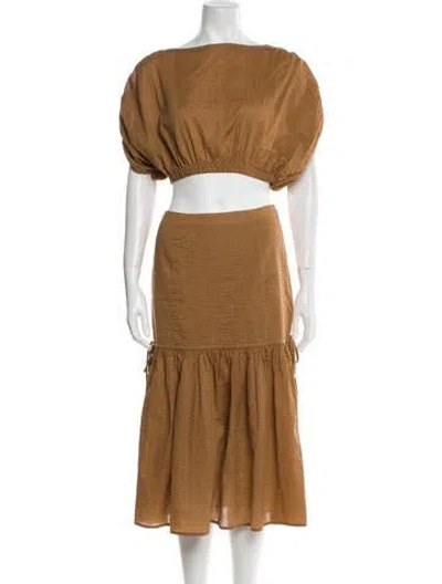 Pre-owned Marysia Resort Pleated Accents Skirt Set In Brown