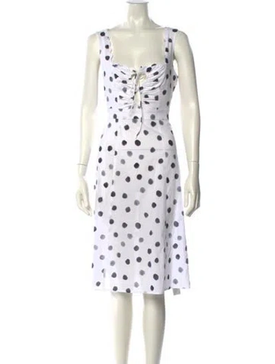 Pre-owned Marysia Resort Polka Dot Print Midi Length Dress W/ Tags In White