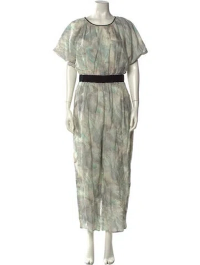 Pre-owned Marysia Resort Printed Scoop Neck Jumpsuit In Green