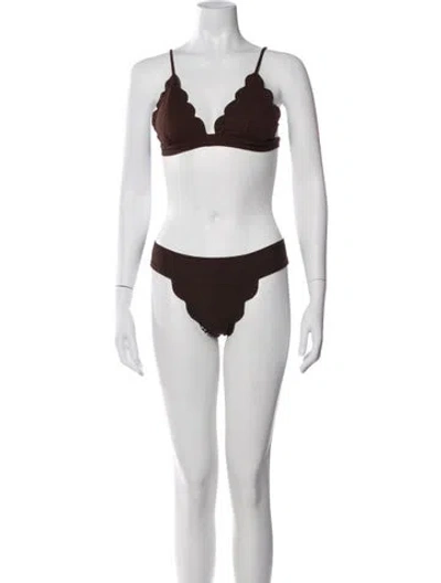 Pre-owned Marysia Resort Scalloped Accent Bikini In Blue