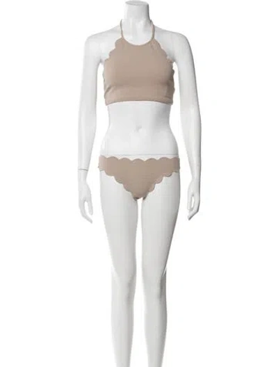 Pre-owned Marysia Resort Scalloped Accent Bikini In Neutral