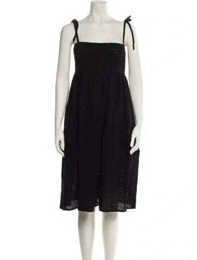 Pre-owned Marysia Resort Square Neckline Midi Length Dress In Black
