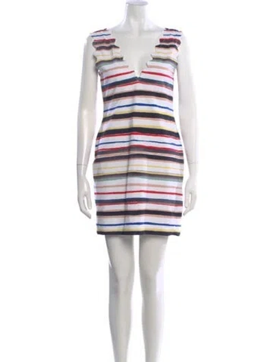 Pre-owned Marysia Resort Striped Mini Dress In White