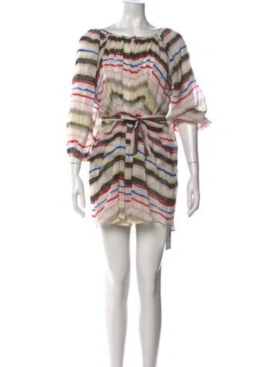 Pre-owned Marysia Resort Striped Mini Dress In White