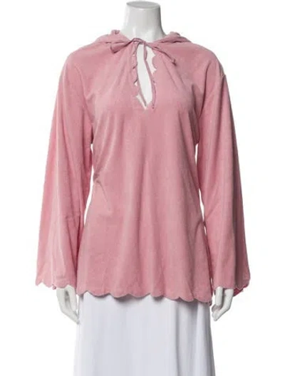 Pre-owned Marysia Resort Tie Neck Long Sleeve Hoodie W/ Tags In Pink