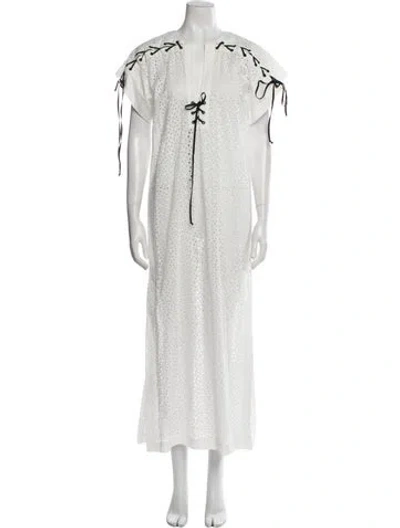 Pre-owned Marysia Resort V-neck Long Dress In White