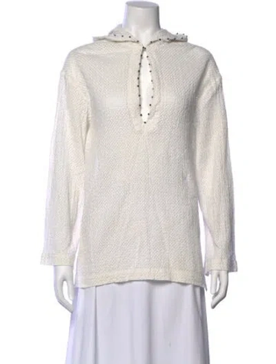 Pre-owned Marysia Resort V-neck Long Sleeve Top In White