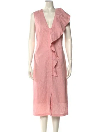 Pre-owned Marysia Resort V-neck Midi Length Dress In Pink